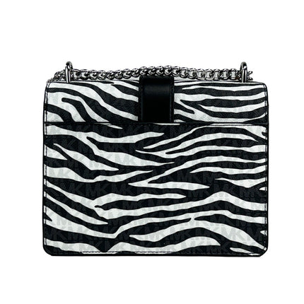Michael Kors Greenwich Small Print Logo Crossbody Tote Chain Bag Black/White $498