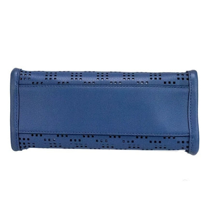 Marc Jacobs Mini Grind Blue Sea Perforated Leather Crossbody Tote Bag Purse