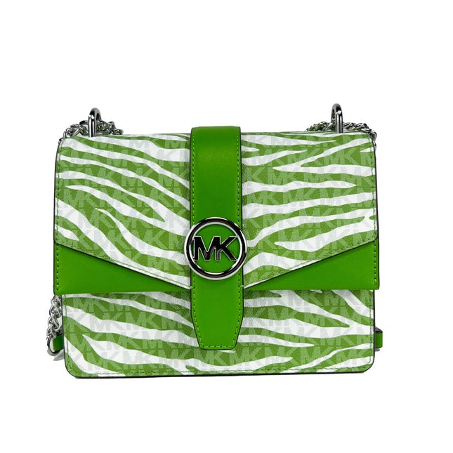 Michael Kors Greenwich Small Print Logo Crossbody Tote Chain Bag  Jungle Green $498