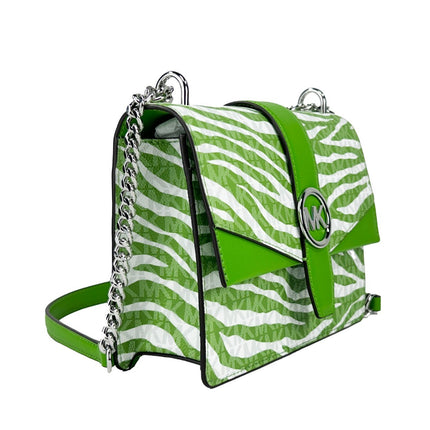 Michael Kors Greenwich Small Print Logo Crossbody Tote Chain Bag  Jungle Green $498