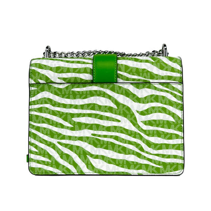 Michael Kors Greenwich Small Print Logo Crossbody Tote Chain Bag  Jungle Green $498