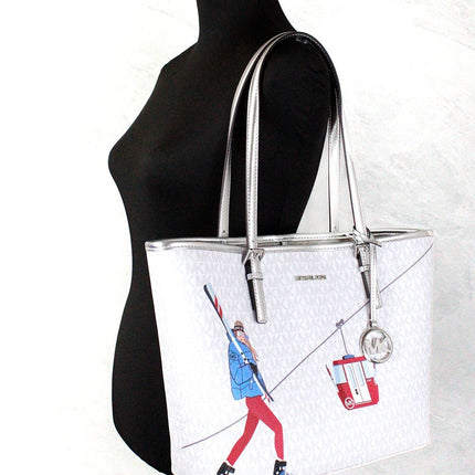 Michael Kors Jet Set Travel Girls Medium Signature Carryall Tote White MK