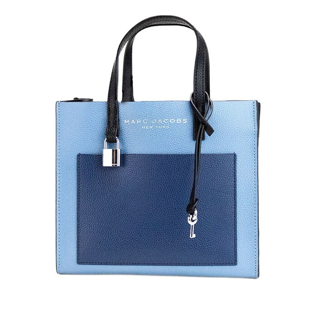 Marc Jacobs Grind Mini Blue Heaven Colorblock Leather Tote Crossbody Bag Purse