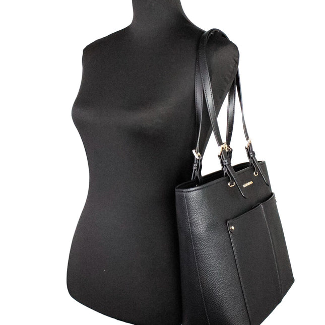 Michael Kors Womens Jet Set Travel Medium Double Pocket Tote Black/SIlver 35F3GTVT8B-001