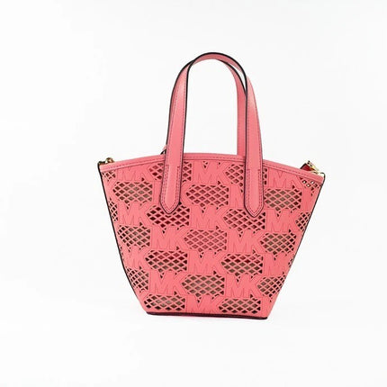 Michael Kors Kimber Small Tea Rose Leather 2-In-1 Zip Tote Messenger Bag Purse