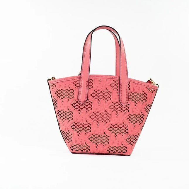 Michael Kors Kimber Small Tea Rose Leather 2-In-1 Zip Tote Messenger Bag Purse