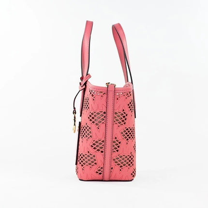 Michael Kors Kimber Small Tea Rose Leather 2-In-1 Zip Tote Messenger Bag Purse