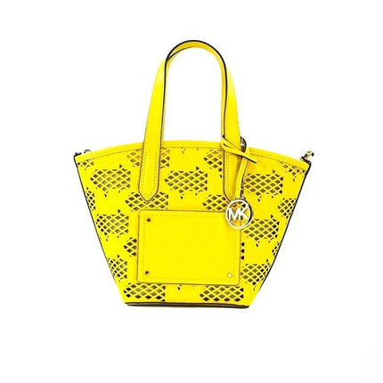Michael Kors Kimber Small Daffodil Leather 2-In-1 Zip Tote Messenger Bag Purse