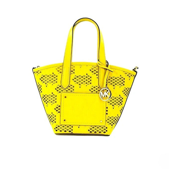 Michael Kors Kimber Small Daffodil Leather 2-In-1 Zip Tote Messenger Bag Purse