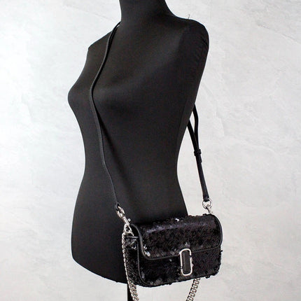 Marc Jacobs The Mini J Marc Shoulder Bag Black Sequined Crossbody Bag