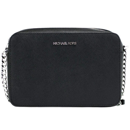 Michael Kors Jet Set Large East West Black Saffiano Leather Crossbody Handbag