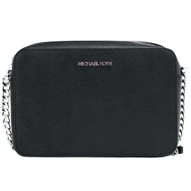 Michael Kors Jet Set Large East West Black Saffiano Leather Crossbody Handbag