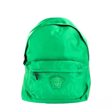 Versace Large Bright Green Nylon Fabric Medusa Shoulder Backpack Bookbag