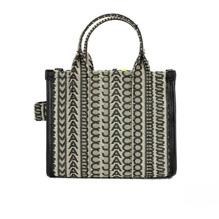Marc Jacobs The Monogram Beige Mini Tote Woven Jacquard Canvas Crossbody Handbag