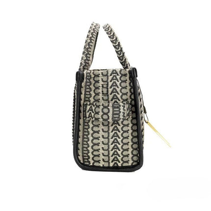 Marc Jacobs The Monogram Beige Mini Tote Woven Jacquard Canvas Crossbody Handbag