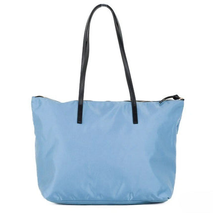 Versace Portuna Medusa Medium Cornflower Blue Nylon Leather Tote Bag Purse