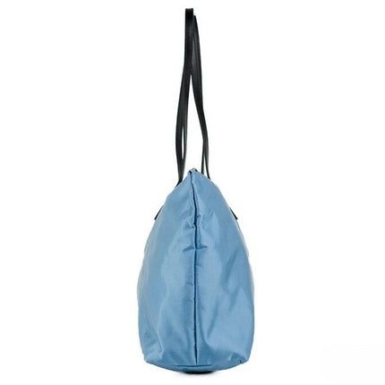 Versace Portuna Medusa Medium Cornflower Blue Nylon Leather Tote Bag Purse