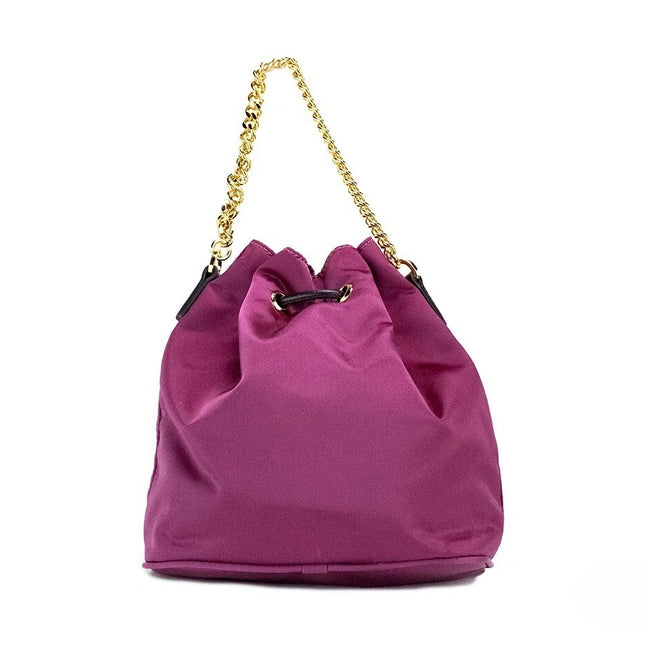 Versace Small Dahlia Nylon Medusa Pendant Bucket Chain Crossbody Bag Purse