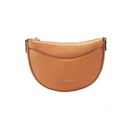 Michael Kors Dover Small Luggage Pebbled Leather Half Moon Crossbody Bag Purse