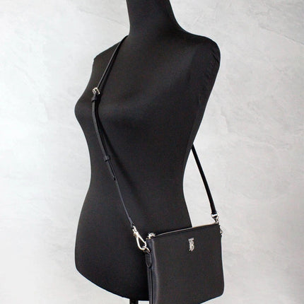 Burberry Peyton Monogram Black Leather Pouch Crossbody Bag Purse
