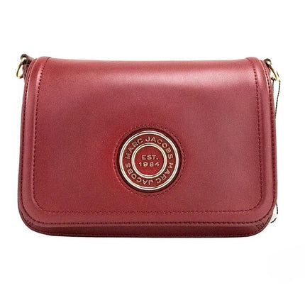 Marc Jacobs Medium Metal Signet Syrah Smooth Leather Flap Crossbody Purse Bag