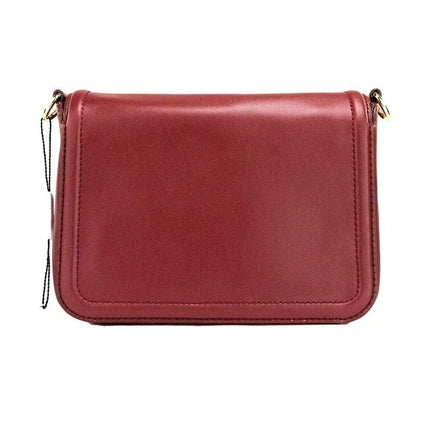 Marc Jacobs Medium Metal Signet Syrah Smooth Leather Flap Crossbody Purse Bag