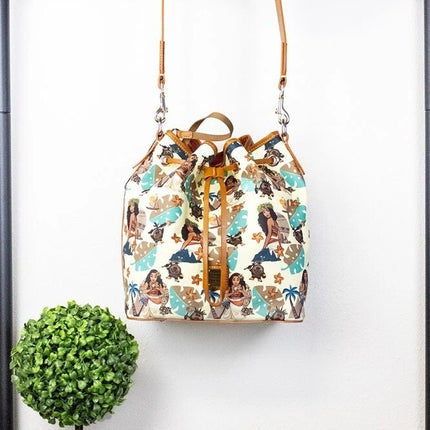 Dooney & Bourke Disney Medium Moana Coated Cotton Bucket Crossbody Bag Purse