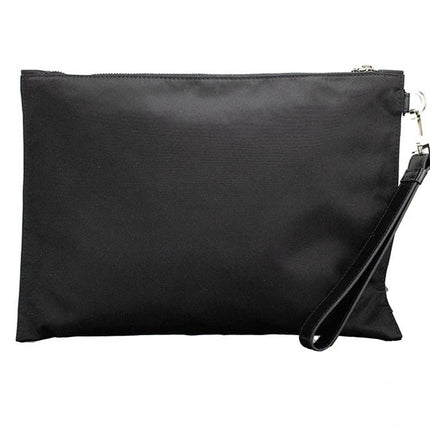 Versace Large Black Nylon Fabric Medusa Convertible Pouch Clutch Wristlet Bag