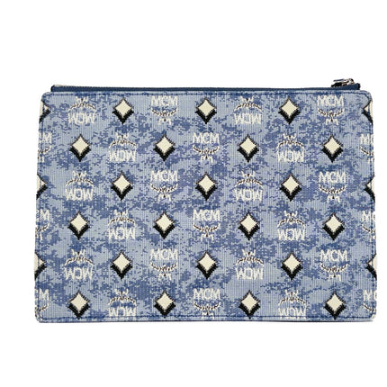 MCM Aren Flat Pouch Denim Crossbody Bag