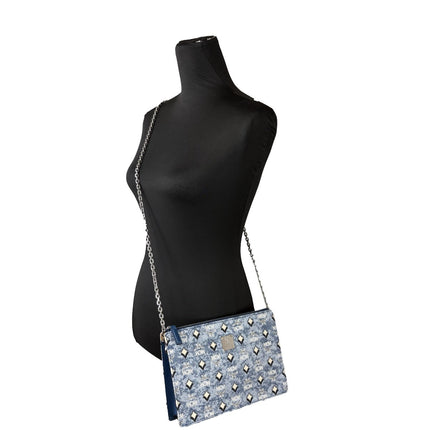 MCM Aren Flat Pouch Denim Crossbody Bag
