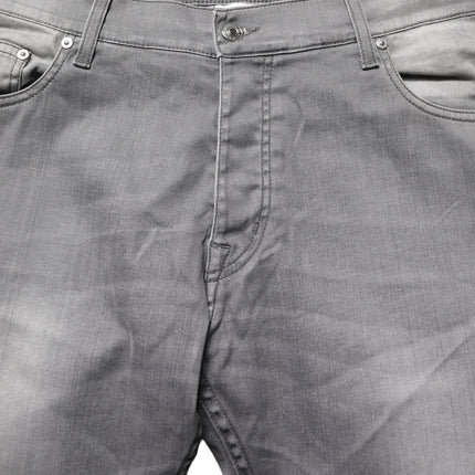 GF Ferre Gray Washed Mid Waist Straight Men Denim Trouser Jeans
