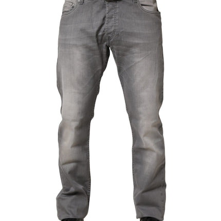 GF Ferre Gray Washed Mid Waist Straight Men Denim Trouser Jeans