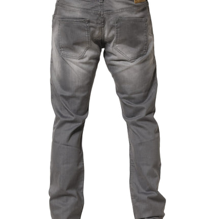GF Ferre Gray Washed Mid Waist Straight Men Denim Trouser Jeans