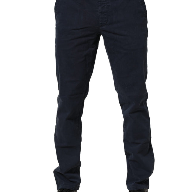 Domenico Tagliente Navy Blue Skinny Chino Mid Waist Men Pants