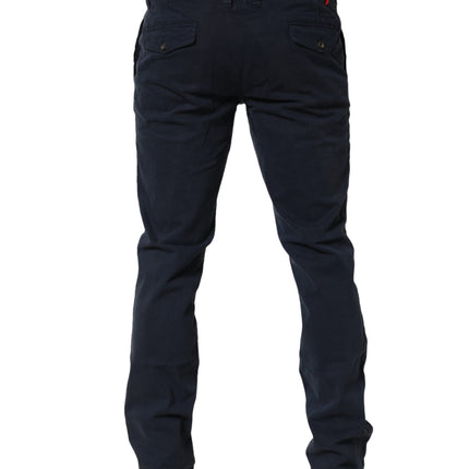 Domenico Tagliente Navy Blue Skinny Chino Mid Waist Men Pants