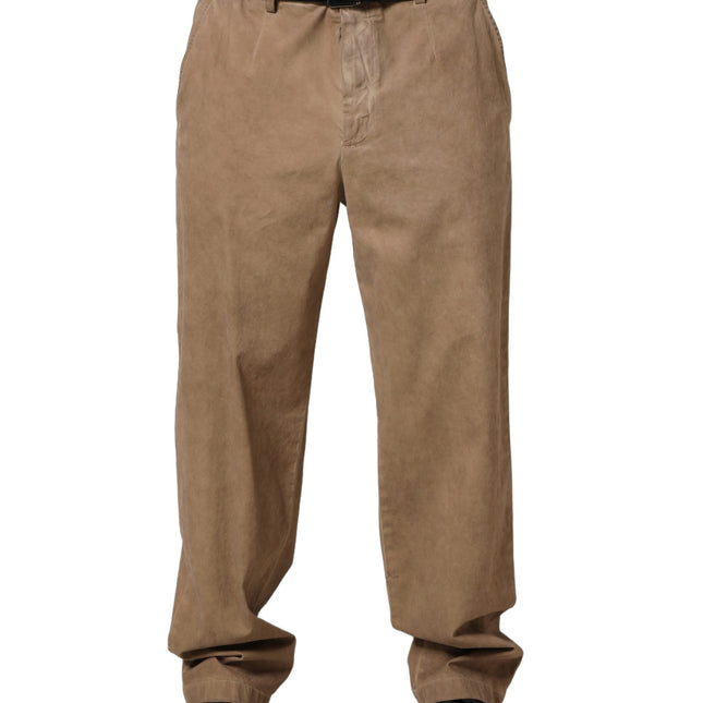 Domenico Tagliente Beige Cotton Straight Leg Men Trouser Pants