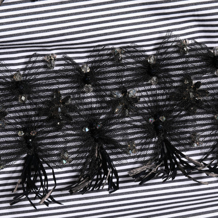 Dolce & Gabbana BlackGray Pinstripe Embellished Trouser Pants