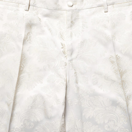 Dolce & Gabbana White Floral Men Dress Formal Trouser Pants