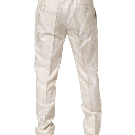 Dolce & Gabbana White Floral Men Dress Formal Trouser Pants