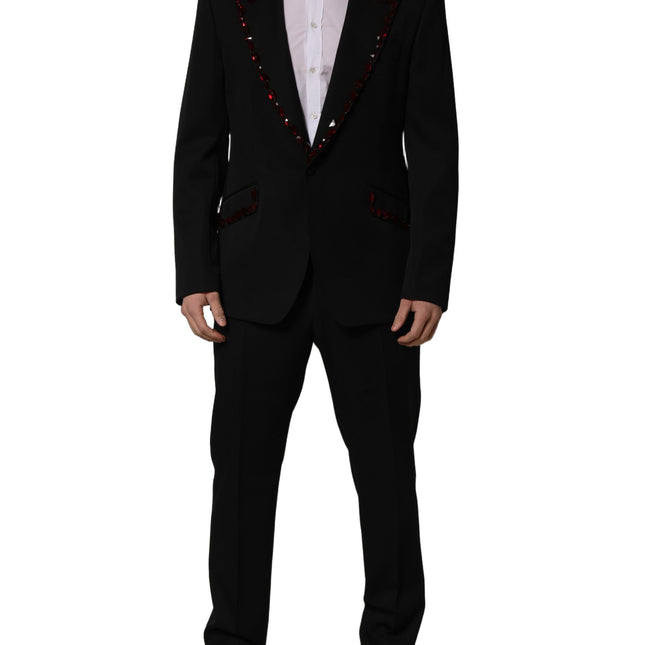 Dolce & Gabbana Black Crystal Embellished 2 Piece Suit