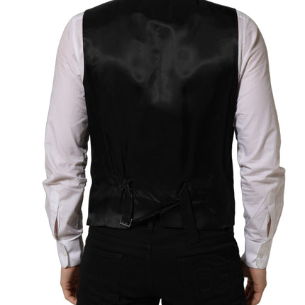 Dolce & Gabbana Black Wool Single Breasted Waistcoat Vest