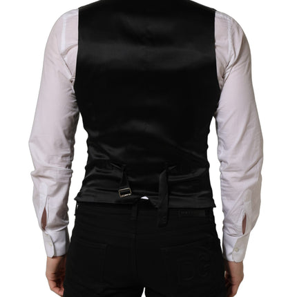Dolce & Gabbana Black Wool Single Breasted Waistcoat Vest