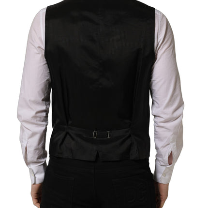 Dolce & Gabbana Black Single Breasted Men Waistcoat Vest