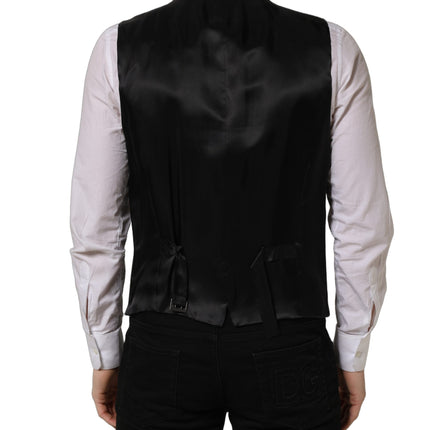 Dolce & Gabbana Black Wool Single Breasted Waistcoat Vest