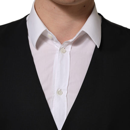 Dolce & Gabbana Black Wool Single Breasted Waistcoat Vest