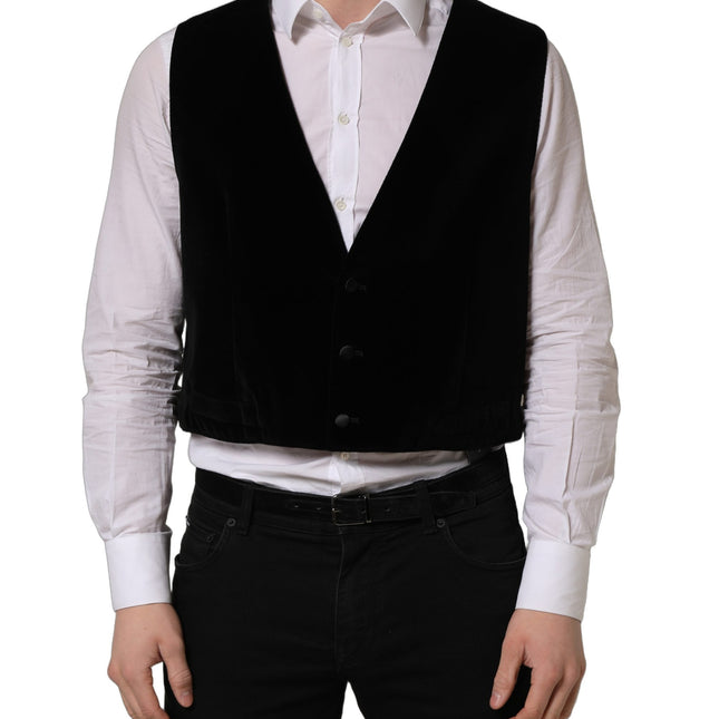 Dolce & Gabbana Black Cotton SingleBreasted Waistcoat Vest