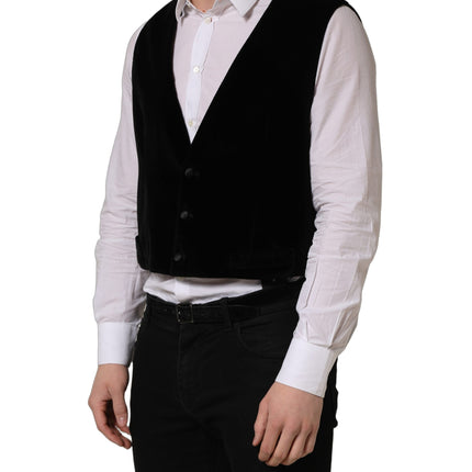 Dolce & Gabbana Black Cotton SingleBreasted Waistcoat Vest