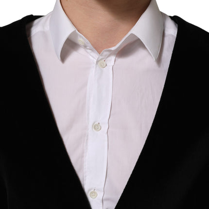 Dolce & Gabbana Black Cotton SingleBreasted Waistcoat Vest