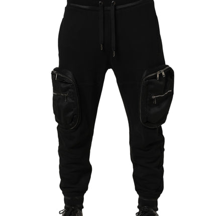 Dolce & Gabbana Black Mid Waist Cargo Jogger Sweatpants Pants