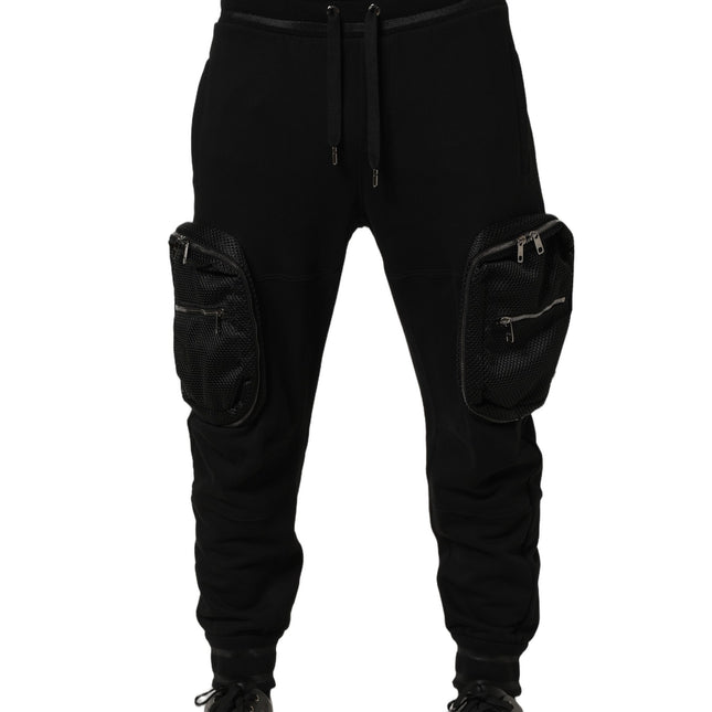 Dolce & Gabbana Black Mid Waist Cargo Jogger Sweatpants Pants